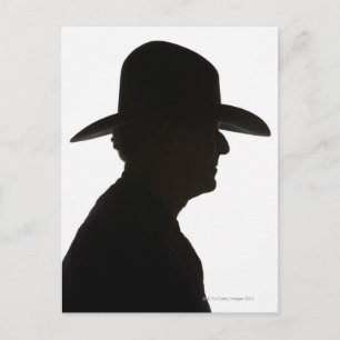 Silhouette of man in profile wearing traditional postcard