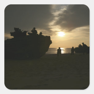 Silhouette of Marines Square Sticker
