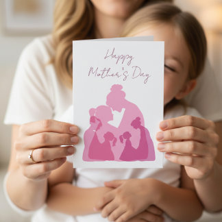Silhouette of Mom and Daughter Minimalist Elegant Card