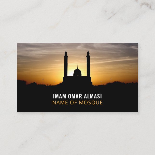 Silhouette of Mosque, Islamic, Religious Business Card (Front)