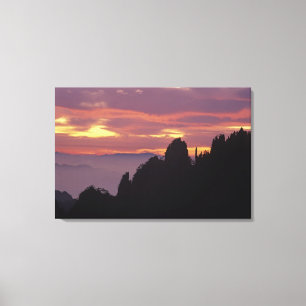 Silhouette of Mt. Huangshan (Yellow Mountain) at Canvas Print