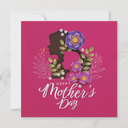 Silhouette of mum and child Mothers day Holiday Card