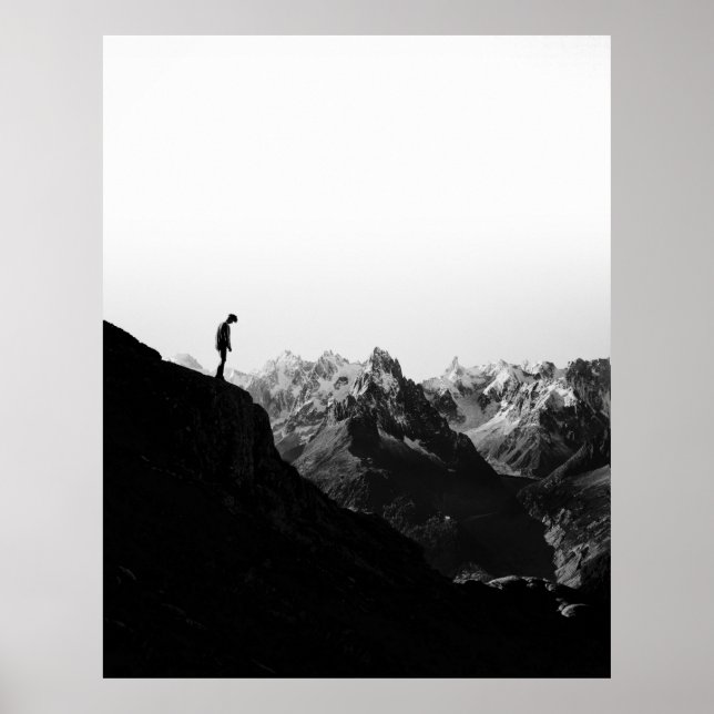 SILHOUETTE OF PERSON STANDING ON CLIFF IN FRONT OF POSTER (Front)