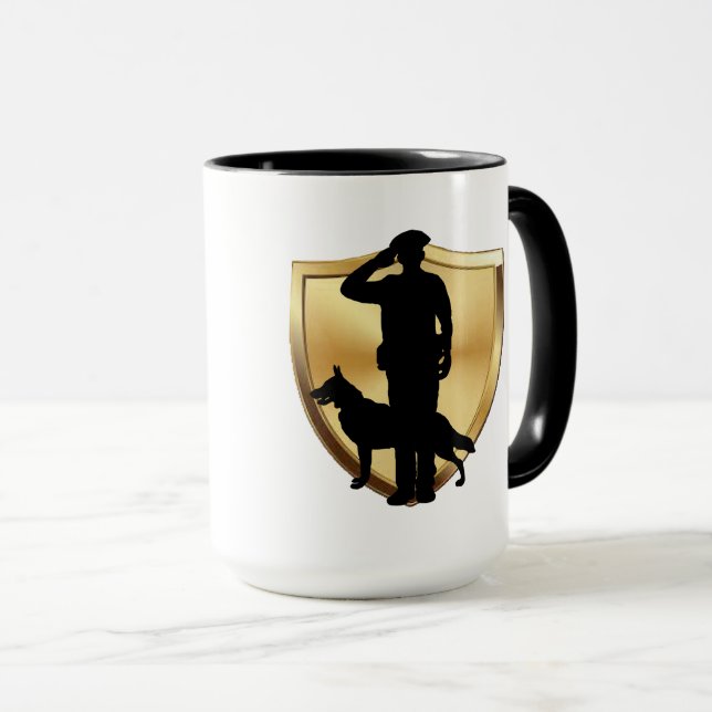 Silhouette of Policeman and K-9 Dog Mug (Front Right)