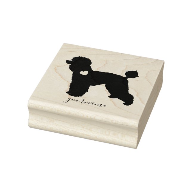 Silhouette of Poodle Dog with Heart on Neck Rubber Stamp (Stamp)
