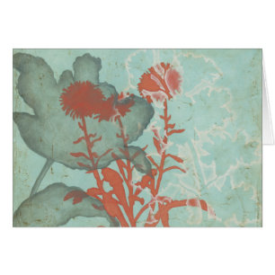 Silhouette of Red Flowers on Teal Background