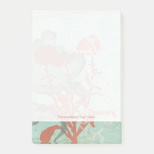 Silhouette of Red Flowers on Teal Background Post-it Notes