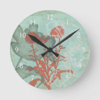 Silhouette of Red Flowers on Teal Background
