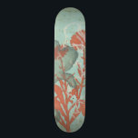 Silhouette of Red Flowers on Teal Background Skateboard<br><div class="desc">Three red flowers contrast against a teal background in this painting by Megan Meagher. A silhouette of another flower leans in from the left of the print. A simple piece with a lot going on. This would make nice gift for a friend or loved out who enjoys art!</div>