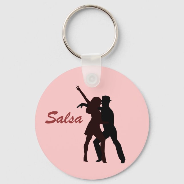 Silhouette of Salsa Dancers Key Ring (Front)
