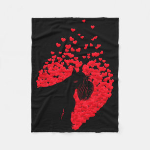 Silhouette Of Schnauzer Dog With Heart Happy Valen Fleece Blanket