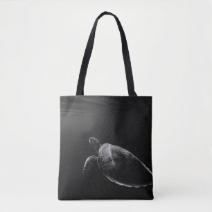 SILHOUETTE OF SEA TURTLE UNDERWATER TOTE BAG