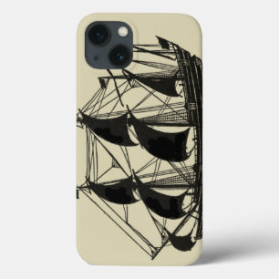 Silhouette of Ship with Billowing Sails iPhone 13 Case