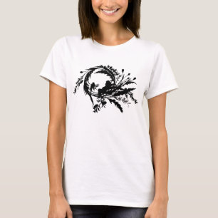 Silhouette of Sleeping Fairy in Flower Weath T-Shirt