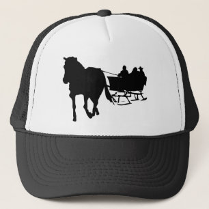 Silhouette of Sleigh Ride in Winter Trucker Hat