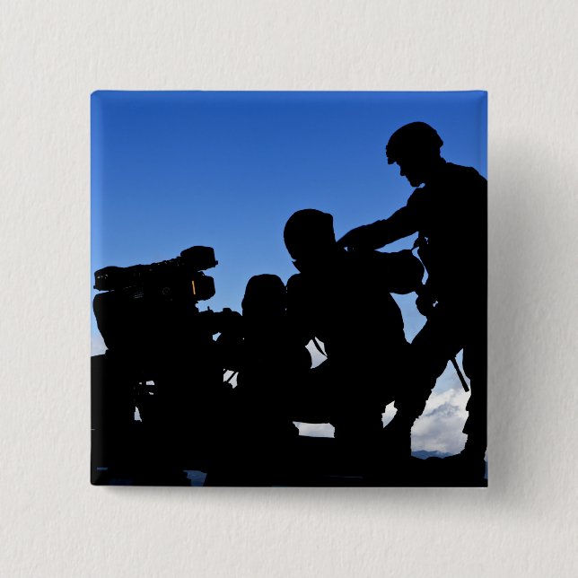 Silhouette of soldiers 15 cm square badge (Front)