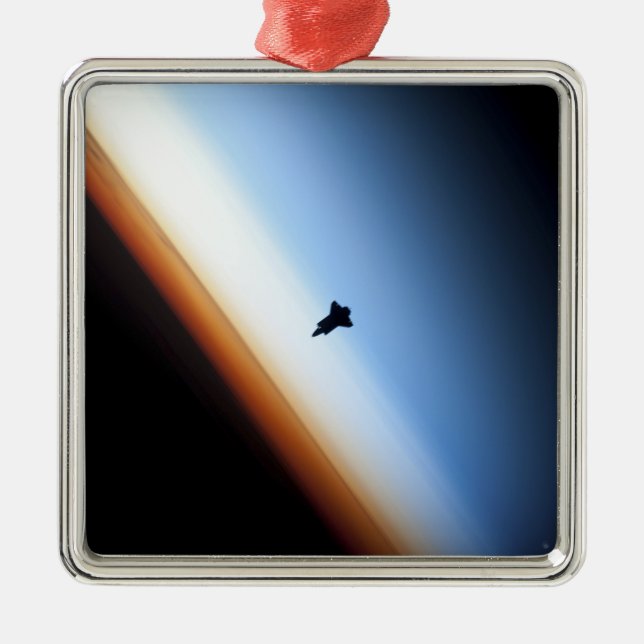 Silhouette of space shuttle Endeavour Metal Tree Decoration (Front)