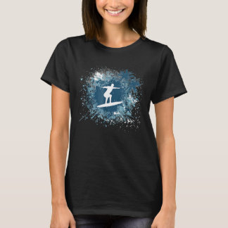 Silhouette of Surfer with Palm Trees and Ocean T-Shirt