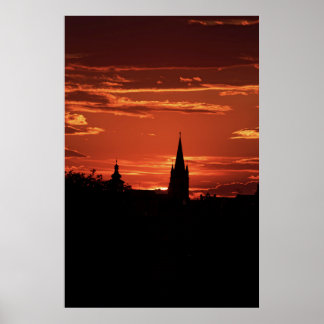 Silhouette of the Old Town Sibiu Romania Poster