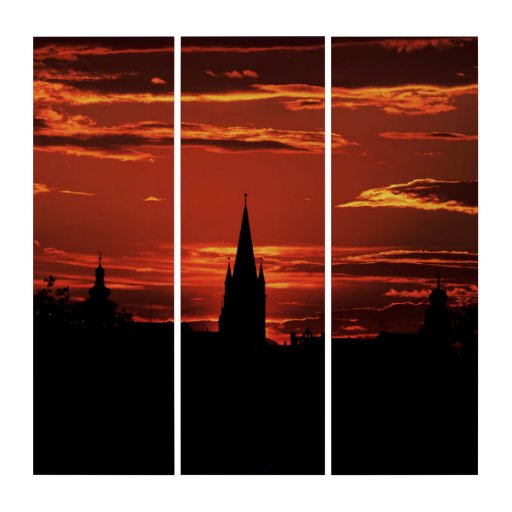 Image of Silhouette of the Old Town Sibiu Romania Triptych