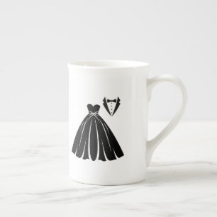 Silhouette of The Wedding Dress & Tux Bone China Mug