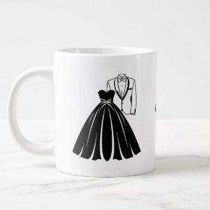 Silhouette of The Wedding Dress & Tux Large Coffee Mug