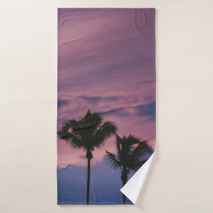 Silhouette of tree during sunset bath towel