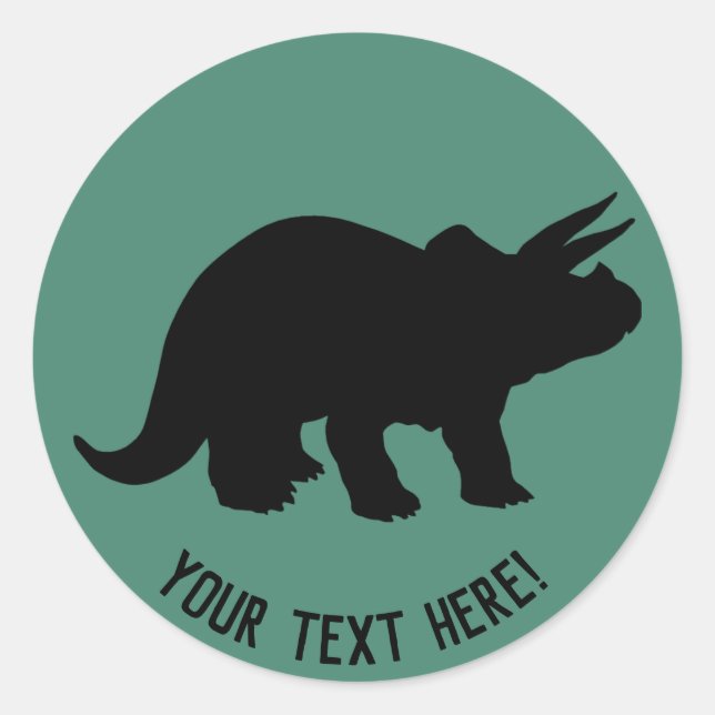 Silhouette of Triceratops Classic Round Sticker (Front)