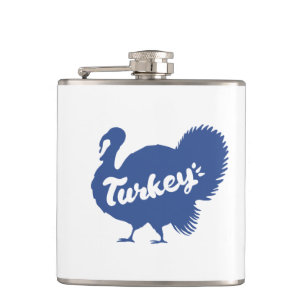 Silhouette of turkey - Choose background color Hip Flask