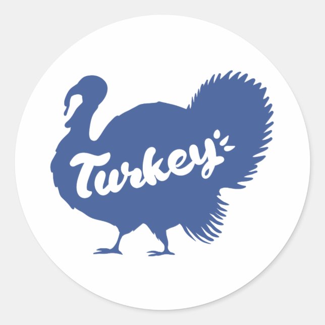 Silhouette of turkey - Choose background colour Classic Round Sticker (Front)