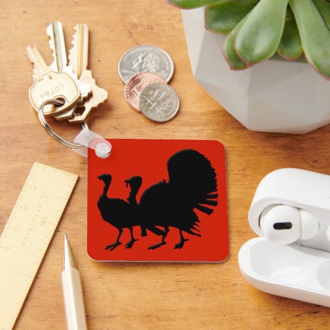 Silhouette of Turkeys Key Ring (Desk)