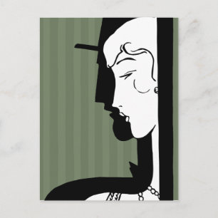 Silhouette of twenties couple postcard