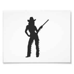 Silhouette of Western Cowgirl Photo Print