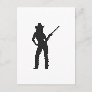 Silhouette of Western Cowgirl Postcard
