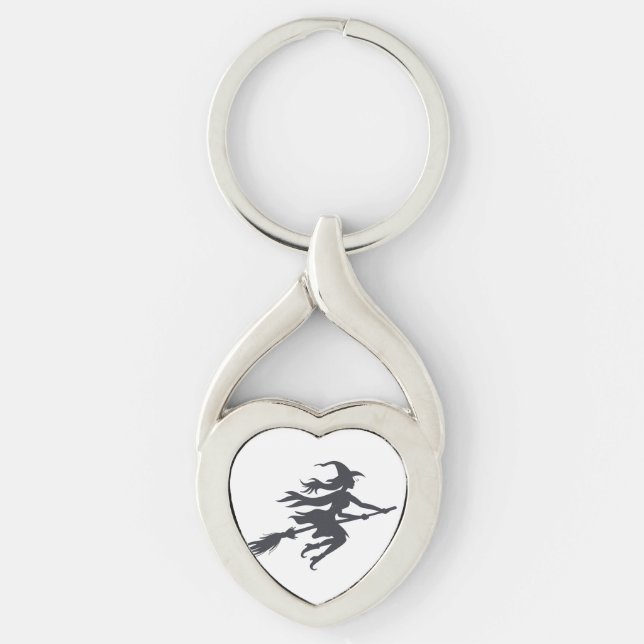 Silhouette of witch - Choose background colour Key Ring (Front)