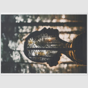 Silhouette of woman and forest decoupage tissue paper