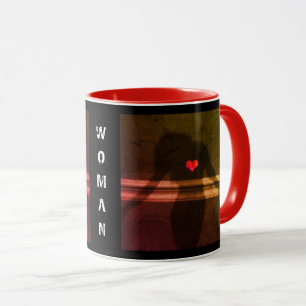Silhouette of Woman, Flower Hearth & Love Mug