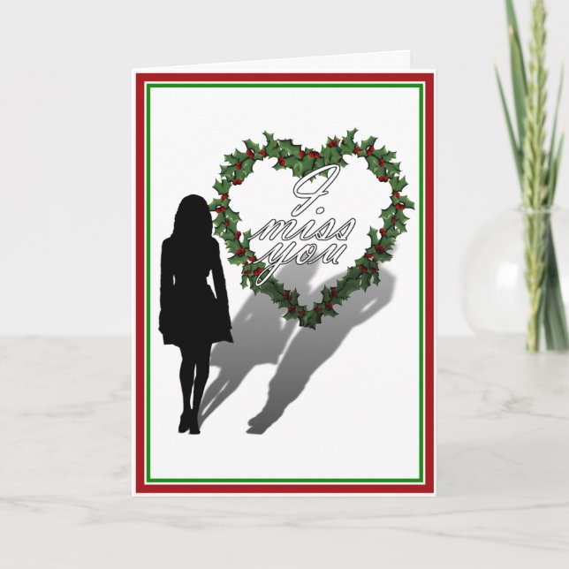 Silhouette of Woman Missing Man Christmas Holiday Card (Front)