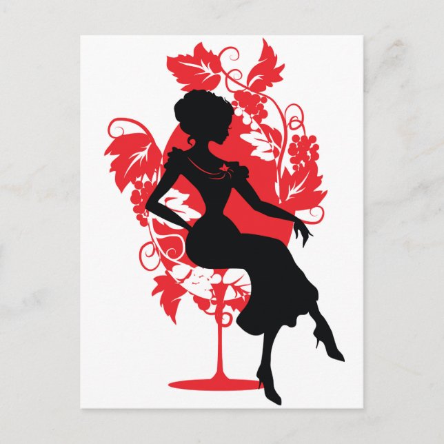 Silhouette of woman sitting on a chair invitation postcard (Front)
