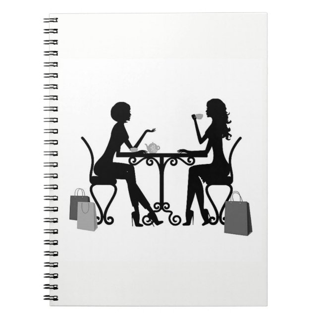*SILHOUETTE OF WOMEN AT LUNCH* SPIRAL NOTEBOOK (Front)
