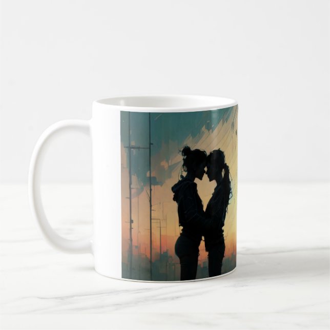 Silhouette of Women in Love Customised Coffee Mug (Left)