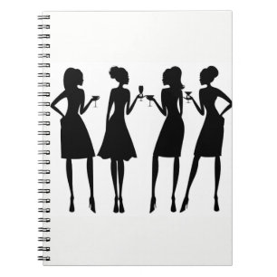 *SILHOUETTE OF WOMEN'S WINE TIME* SPIRAL NOTEBOOK
