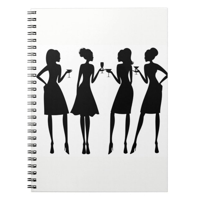 *SILHOUETTE OF WOMEN'S WINE TIME* SPIRAL NOTEBOOK (Front)