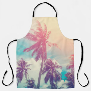 Silhouette palm trees, sunset abstract. apron