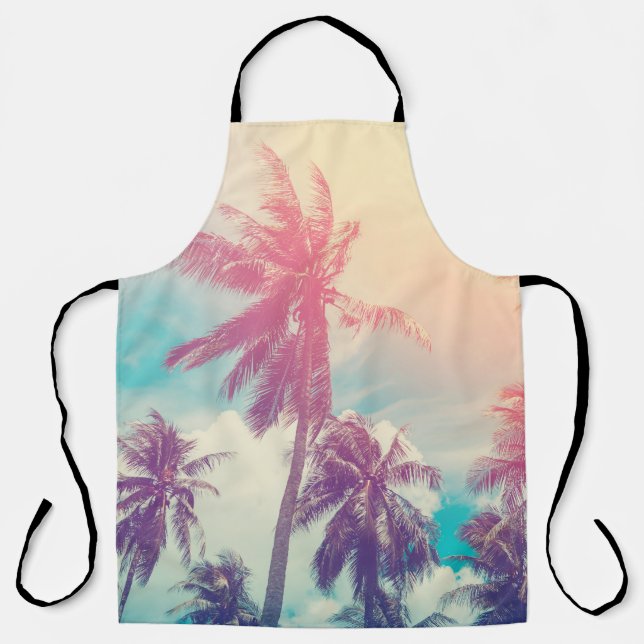 Silhouette palm trees, sunset abstract. apron (Front)