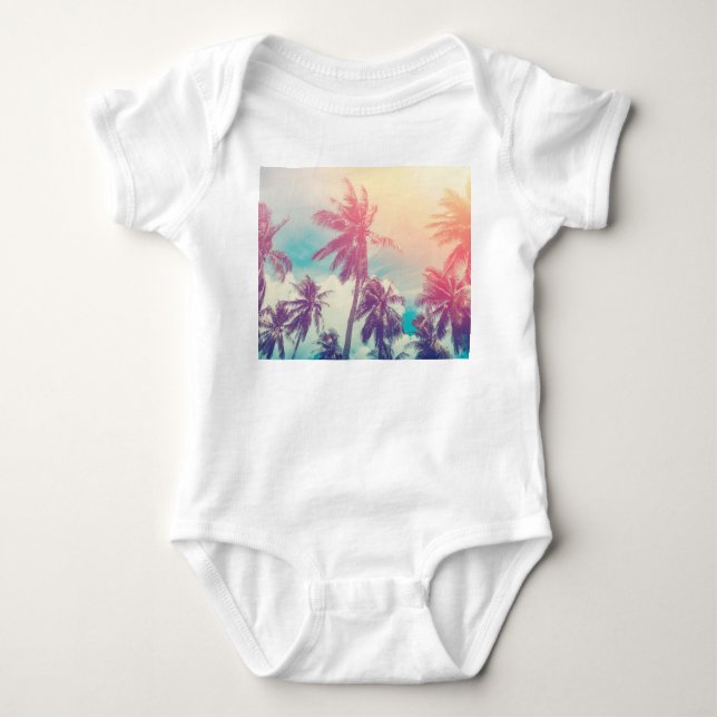 Silhouette palm trees, sunset abstract. baby bodysuit (Front)