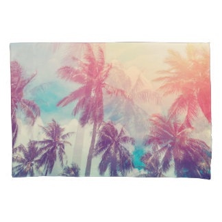 Silhouette palm trees, sunset abstract. pillowcase