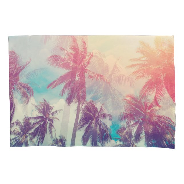 Silhouette palm trees, sunset abstract. pillowcase (Front)