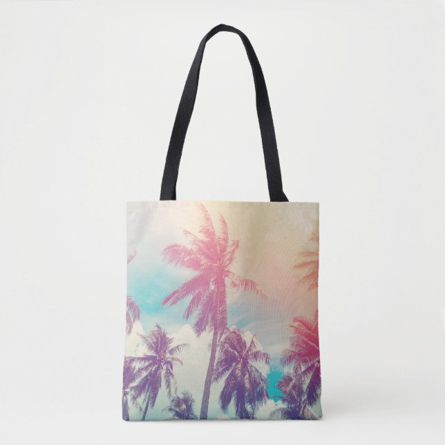 Silhouette palm trees, sunset abstract. tote bag (Front)