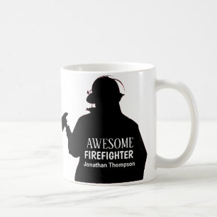 Silhouette Personalised  Firefighter Coffee Mug